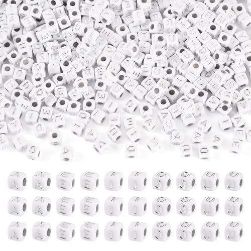 Bestewelry Quadratische Buchstabenperlen, 5 mm, A/E/I/O/U, Würfel, Acryl, Alphabet-Perlen, Vokal-Buchstaben-Perlen zur Namensgebung von Armbändern, Halsketten, Ohrringen, Ringen, Schmuckherstellung Bestewelry Quadratische Buchstabenperlen, 5 mm, A/E/I/O/U, Würfel, Acryl, Alphabet-Perlen, Vokal-Buchstaben-Perlen zur Namensgebung von Armbändern, Halsketten, Ohrringen, Ringen, Schmuckherstellung von Bestewelry