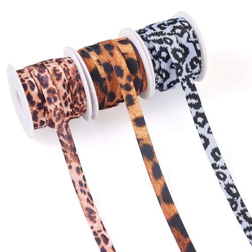 Bestewelry Ripsband mit Leopardenmuster, bunt, einseitig, Tierdruck, Bastelband für Haarschleifen, Stirnband, Geschenkverpackung, Kleidung, Party-Dekoration, 3 Stile von Bestewelry