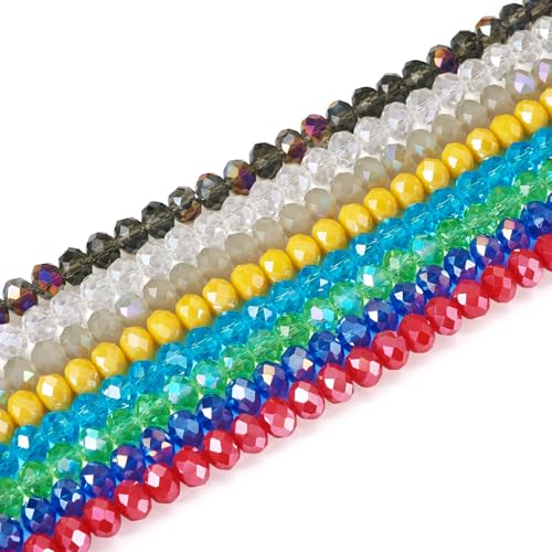 Bestewelry Rondelle Glasperlen, 8 x 6 mm, facettierte Kristallglasperlen, lose Abstandshalter für Armbänder, Schmuckherstellung, Taschendekoration, 8 x 6 mm Bestewelry Rondelle Glasperlen, 8 x 6 mm, facettierte Kristallglasperlen, lose Abstandshalter für Armbänder, Schmuckherstellung, Taschendekoration, 8 x 6 mm von Bestewelry