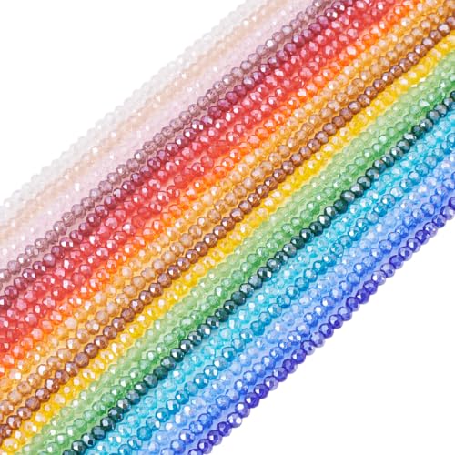 Bestewelry Rondelle Glasperlen, bunt, facettiert, Kristall-Glasperlen, lose Abstandshalter für Armbänder, Ohrringe, Schmuckherstellung, Tasche, Dekoration, 20 Stränge, 3,5 x 3 mm Bestewelry Rondelle Glasperlen, bunt, facettiert, Kristall-Glasperlen, lose Abstandshalter für Armbänder, Ohrringe, Schmuckherstellung, Tasche, Dekoration, 20 Stränge, 3,5 x 3 mm von Bestewelry