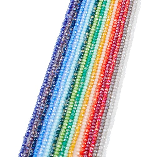 Bestewelry Rondelle Glasperlen, facettierte Kristallperlen, lose Abstandshalter, für selbstgemachte Armbänder, Halsketten, Ohrringe, Schmuckherstellung, 18 Stränge, 3 x 2 mm Bestewelry Rondelle Glasperlen, facettierte Kristallperlen, lose Abstandshalter, für selbstgemachte Armbänder, Halsketten, Ohrringe, Schmuckherstellung, 18 Stränge, 3 x 2 mm von Bestewelry