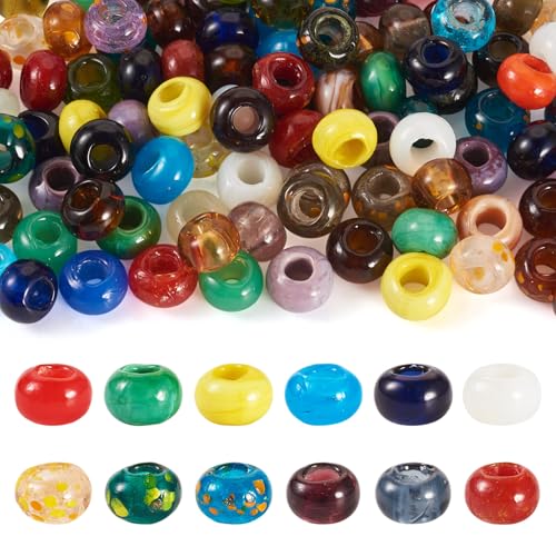 Bestewelry Rondelle Glasperlen, runde Kristallperlen, lose Abstandshalter-Perlen mit großem Loch für Armbänder, Ohrringe, Halsketten, Schmuckherstellung, 15 mm, 100 Stück von Bestewelry
