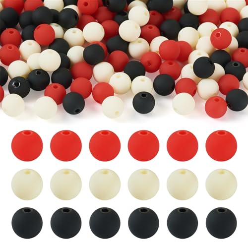 Bestewelry Runde Acrylperlen, 8 mm, 3 Farben, gummierter Stil, künstliche Silikonperlen, rot, weiß, schwarz, Kunststoff-Abstandshalter für DIY, Schlüsselanhänger, Halsketten, Armbänder, Basteln, Bestewelry Runde Acrylperlen, 8 mm, 3 Farben, gummierter Stil, künstliche Silikonperlen, rot, weiß, schwarz, Kunststoff-Abstandshalter für DIY, Schlüsselanhänger, Halsketten, Armbänder, Basteln, von Bestewelry