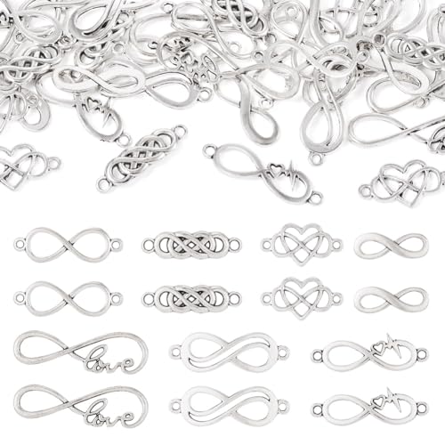 Bestewelry Unendlichkeitsverbinder, Herz-Anhänger, Antik-Silber, Schmuckverbinder, Legierung, Symbol, Verbindungsstücke, Anhänger, gedrehte Knoten, für Armbänder, Halsketten, Metall, kein Edelstein, Bestewelry Unendlichkeitsverbinder, Herz-Anhänger, Antik-Silber, Schmuckverbinder, Legierung, Symbol, Verbindungsstücke, Anhänger, gedrehte Knoten, für Armbänder, Halsketten, Metall, kein Edelstein, von Bestewelry