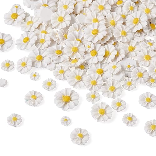 Cabochons aus Kunstharz, Blumen-Cabochons, 5 Größen, weiß, flache Rückseite, Gänseblümchen-Perlen, kein Loch, Blumen-Cabochons für Schmuckherstellung, DIY, Scrapbook, Basteln, 150 Stück Cabochons aus Kunstharz, Blumen-Cabochons, 5 Größen, weiß, flache Rückseite, Gänseblümchen-Perlen, kein Loch, Blumen-Cabochons für Schmuckherstellung, DIY, Scrapbook, Basteln, 150 Stück von Bestewelry
