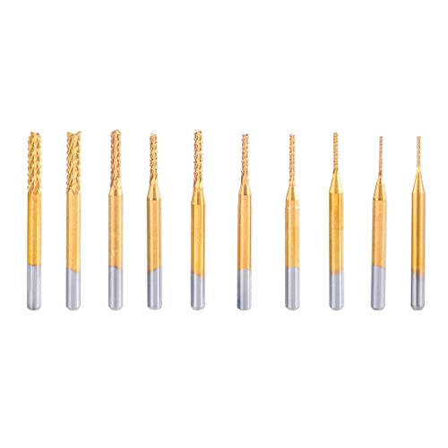 Bestgle schaftfräser bits 10 stück cnc fräser set hartmetall bohrer bit rotary burrs fräsen werkzeug sets für pcb kunststoff fiber carbon faser hartholz gravur(0,8-3,17mm) von Bestgle