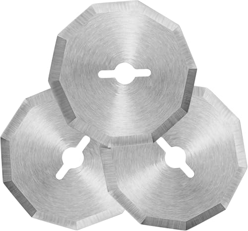 Bestgle 3 Stück Ersatzklingen Rollschneider 40mm, Edelstahl Stoffschneider Rollmesser Rundklingen, zehneckige Perforationsklinge, Profi elektrische Scheren Nähen Ersatzklingen für Stoff Leder Papier von Bestgle
