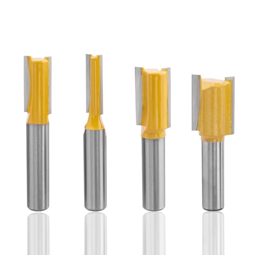 Bestgle 4 Stück Doppel Flöte Fräser Set für Oberfräse 8mm Schaft, Schaft Gerade Router Bit, Extra Langer Bündigfräser, Gravierwerkzeug Holz Schneidmesser für Holz Fräser Schneiden Nutfräsen Bestgle 4 Stück Doppel Flöte Fräser Set für Oberfräse 8mm Schaft, Schaft Gerade Router Bit, Extra Langer Bündigfräser, Gravierwerkzeug Holz Schneidmesser für Holz Fräser Schneiden Nutfräsen von Bestgle