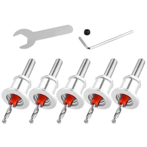 Bestgle 5-tlg Senkbohrer-Set, Bohrsenker mit Verstellbarem Tiefenstopp, 8mm Runder Schaft Grenze Konus Loch Countersink für Holzbearbeitung, Kunststoff, Bohrlöcher, mit Sechskantschlüssel und Schraube Bestgle 5-tlg Senkbohrer-Set, Bohrsenker mit Verstellbarem Tiefenstopp, 8mm Runder Schaft Grenze Konus Loch Countersink für Holzbearbeitung, Kunststoff, Bohrlöcher, mit Sechskantschlüssel und Schraube von Bestgle