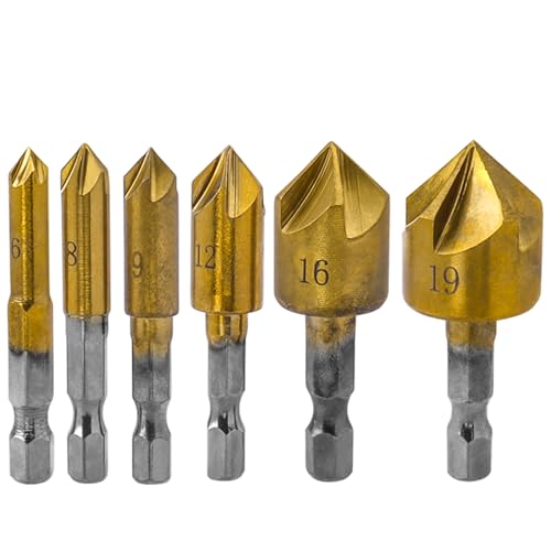 Bestgle 6 stück kegelsenker set 5 flöte senkbohrer set titan-beschichtet 1/4 zoll sechskantschaft fase senkkopf 82° countersink entgrater set für holzbearbeitungsbohrer 6mm 8mm 9mm 12mm 16mm 19mm Bestgle 6 stück kegelsenker set 5 flöte senkbohrer set titan-beschichtet 1/4 zoll sechskantschaft fase senkkopf 82° countersink entgrater set für holzbearbeitungsbohrer 6mm 8mm 9mm 12mm 16mm 19mm von Bestgle