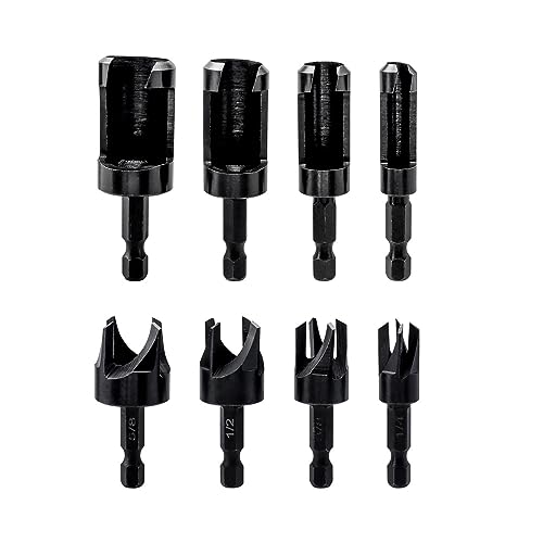 Bestgle 8 Stück Holzbohrer, Bohrer für Holzkappen, Fräser für Holzkappen, Fräser für Zapfenbohrer, Kohlenstoffstahl, Plug von Bestgle