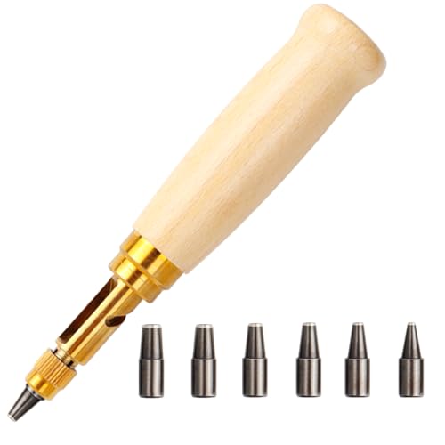 Bestgle Automatisches Leder-Stanzwerkzeug, einstellbare japanische Schraubenlocher, 6 austauschbare Stanzköpfe, 1,5 mm bis 4 mm, Lochstanzer für Nähen, Leder, Papier, Handwerk Bestgle Automatisches Leder-Stanzwerkzeug, einstellbare japanische Schraubenlocher, 6 austauschbare Stanzköpfe, 1,5 mm bis 4 mm, Lochstanzer für Nähen, Leder, Papier, Handwerk von Bestgle