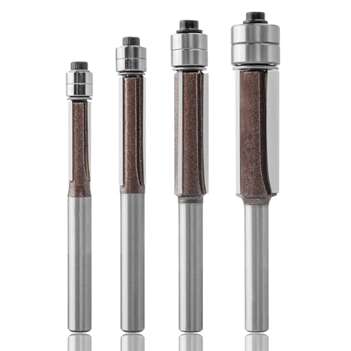 Bestgle Fräser-Bits für Holzbearbeitung, Fräswerkzeug, 1/4-Zoll-Schaft, Doppellager, gerade, bündig, Fräser-Werkzeug, Schnittdurchmesser 0,6 cm, 5/16 Zoll, 3/8 Zoll, 1/2 Zoll, 4 Stück Bestgle Fräser-Bits für Holzbearbeitung, Fräswerkzeug, 1/4-Zoll-Schaft, Doppellager, gerade, bündig, Fräser-Werkzeug, Schnittdurchmesser 0,6 cm, 5/16 Zoll, 3/8 Zoll, 1/2 Zoll, 4 Stück von Bestgle