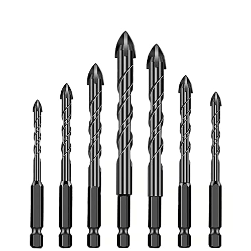 Bestgle Wolframcarbid-Bohrer Set, 7 Stück, Dreiecksbohrer-Set von VáStago Hexagonal für Fliesen aus Porzellan, Keramik, Glas, Beton, Kunststoff, Ziegel von Bestgle