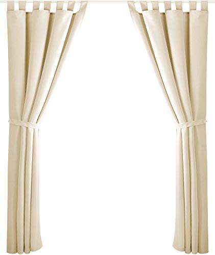 Bestlivings 2er Set Dekoschal mit Schlaufe, inkl. Raffhalter & Haken, beige in 140x245 cm von Bestlivings