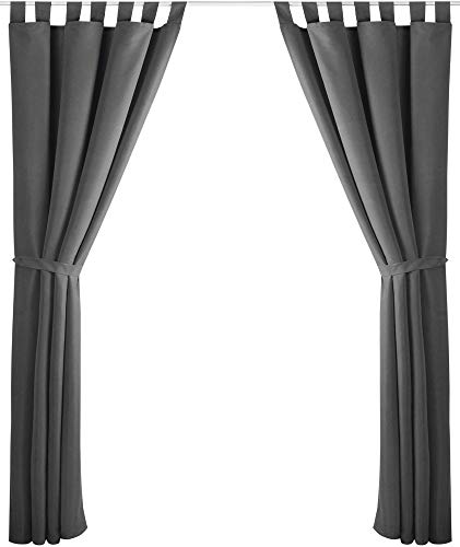 Bestlivings 2er Set Dekoschal mit Schlaufe, inkl. Raffhalter & Haken, dunkelgrau in 140x175 cm von Bestlivings
