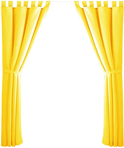 Bestlivings 2er Set Dekoschal mit Schlaufe, inkl. Raffhalter & Haken, gelb in 140x175 cm von Bestlivings