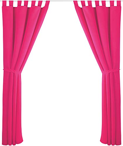 Bestlivings 2er Set Dekoschal mit Schlaufe, inkl. Raffhalter & Haken, pink in 140x175 cm von Bestlivings