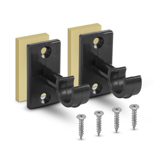 Bestlivings 8er Pack Ersatzträger für Gardinenstangen bis Ø 12 mm in Schwarz (L 2,5 cm), Träger für Cafehausstangen, Scheibenstangen von Bestlivings