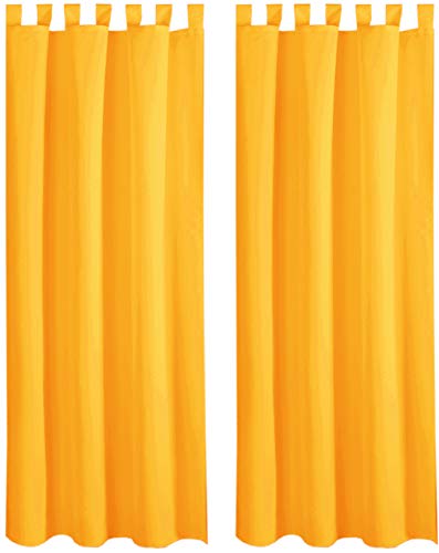 Bestlivings Blickdichte Gardine im 2er Pack mit Schlaufen (140x145 cm/Orange) + 2 Raffhalter, in vielen Farben von Bestlivings