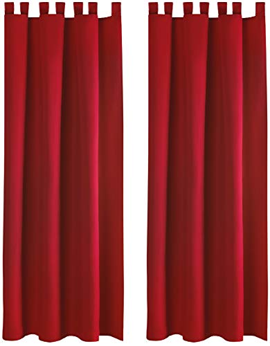 Bestlivings Blickdichte Gardine im 2er Pack mit Schlaufen (140x145 cm/Rot) + 2 Raffhalter, in vielen Farben von Bestlivings