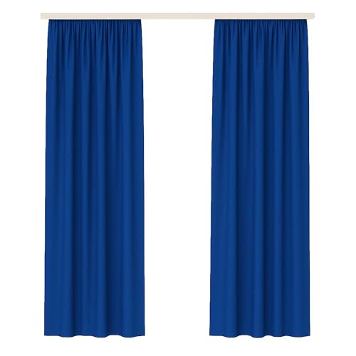 Bestlivings Dekoschal Ellen 2er Pack inkl. Raffhalter (140x145cm / Blau) Blickdichter Vorhang mit Kräuselband Gardine mit Universalband für Wohnzimmer Schlafzimmer von Bestlivings