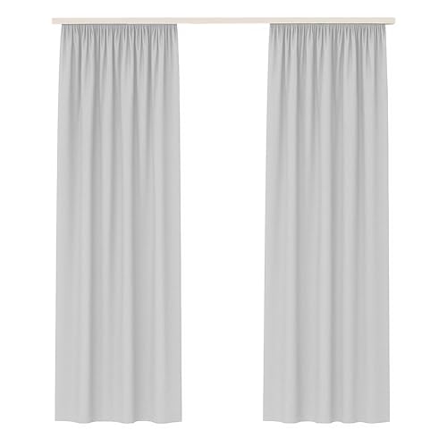 Bestlivings Dekoschal Ellen 2er Pack inkl. Raffhalter (140x245cm / Hellgrau) Blickdichter Vorhang mit Kräuselband Gardine mit Universalband für Wohnzimmer Schlafzimmer von Bestlivings