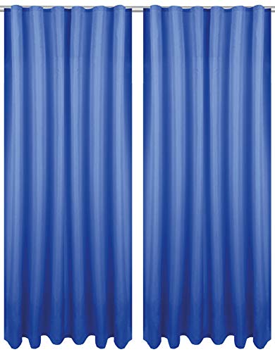 Bestlivings Dekoschal Ellen mit Universalband 2er Pack inkl. Raffhalter & Raffhaken, Größe: 140 x 175cm, Farbe: blau - Royalblau von Bestlivings