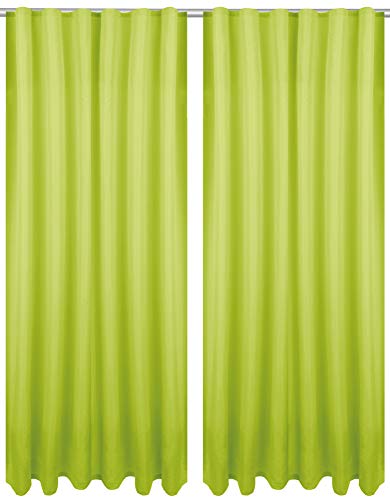 Bestlivings Dekoschal Ellen mit Universalband 2er Pack inkl. Raffhalter & Raffhaken, Größe: 140 x 175cm, Farbe: grün - apfelgrün von Bestlivings