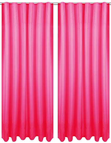 Bestlivings Dekoschal Ellen mit Universalband 2er Pack inkl. Raffhalter & Raffhaken, Größe: 140 x 245cm, Farbe: pink - rosa von Bestlivings