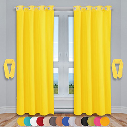 Bestlivings Dekoschal Ösen Ellen 2er Pack inkl. Raffhalter & Raffhaken, Auswahl: Größe 140 x 225 cm, Farbe: gelb - Sonnengelb Bestlivings Dekoschal Ösen Ellen 2er Pack inkl. Raffhalter & Raffhaken, Auswahl: Größe 140 x 225 cm, Farbe: gelb - Sonnengelb von Bestlivings