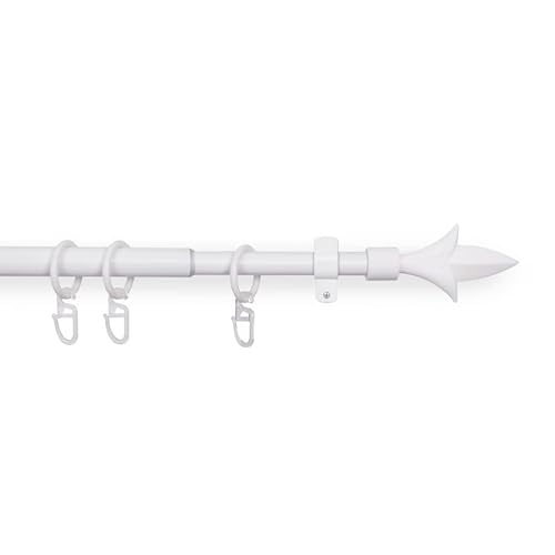 Stilgarnitur Weiß (Lilie) ausziehbar 120-220cm Vorhangstange Ø16mm Komplettstilgarnitur inkl. Befestigungsmaterial, für Gardinen und Vorhänge von Bestlivings