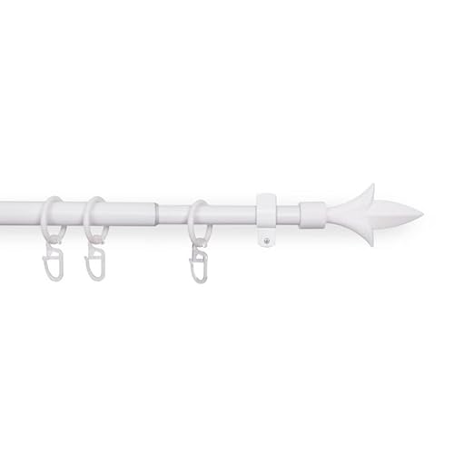Stilgarnitur Weiß (Lilie) ausziehbar 120-220cm Vorhangstange Ø16mm Komplettstilgarnitur inkl. Befestigungsmaterial, für Gardinen und Vorhänge von Bestlivings