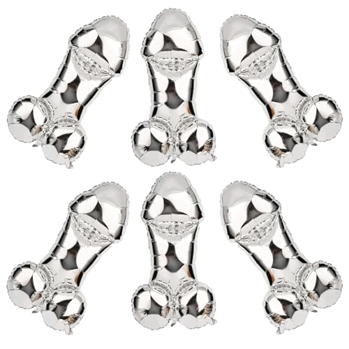 6 Stück schillernde Luftballons für Junggesellinnenabschiede, einzigartige Party-Brautpartys und Verlobungsdekorationen, ideales lustiges Gag-Geschenk für die Braut (Silber) von BestoFun