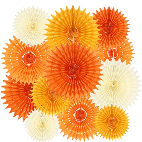 BestoFun 12 Stück Orange Papier Fächer Set Beige PomPoms Tissue Blumen Hängende Blumen Girlande Papier Fächer Dekoration für Geburtstags Hochzeit Herbstdekorationen Festival BestoFun 12 Stück Orange Papier Fächer Set Beige PomPoms Tissue Blumen Hängende Blumen Girlande Papier Fächer Dekoration für Geburtstags Hochzeit Herbstdekorationen Festival von BestoFun
