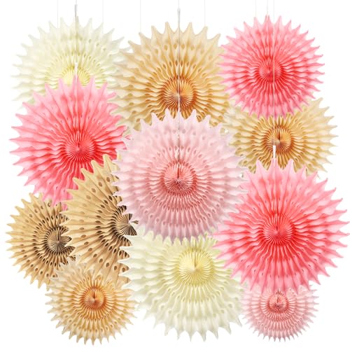 BestoFun 12 Stück Papier Fächer Set Beige PomPoms Tissue Blumen Braun Pfirsich Hängende Blumen Girlande Elfenbein Rosa Papier Fächer Dekoration für Partydeko Geburtstagsdeko Hochzeit Baby Shower BestoFun 12 Stück Papier Fächer Set Beige PomPoms Tissue Blumen Braun Pfirsich Hängende Blumen Girlande Elfenbein Rosa Papier Fächer Dekoration für Partydeko Geburtstagsdeko Hochzeit Baby Shower von BestoFun