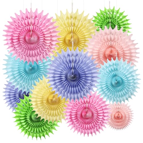 BestoFun 12 Stück Pastell Papier Fächer Set Hellblau PomPoms Tissue Blumen Gelb Grün Hängende Blumen Girlande Hellrosa Hellviolett Papier Fächer Dekoration für Geburtstags Deko Hochzeit Baby Shower BestoFun 12 Stück Pastell Papier Fächer Set Hellblau PomPoms Tissue Blumen Gelb Grün Hängende Blumen Girlande Hellrosa Hellviolett Papier Fächer Dekoration für Geburtstags Deko Hochzeit Baby Shower von BestoFun