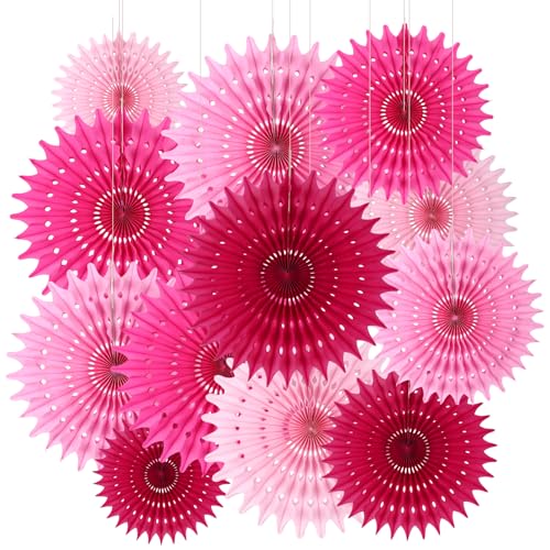 BestoFun 12 x Papierfächer in Hot Pink, Party-Dekorationen, Seidenpapier-Blumen, Dekorationen für Mädchen, groovig, Geburtstag, Babyparty, Hochzeit, Junggesellinnenabschied, Raum, Wandbehang BestoFun 12 x Papierfächer in Hot Pink, Party-Dekorationen, Seidenpapier-Blumen, Dekorationen für Mädchen, groovig, Geburtstag, Babyparty, Hochzeit, Junggesellinnenabschied, Raum, Wandbehang von BestoFun