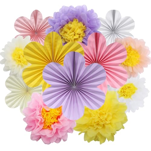 BestoFun 12er Set Papier Blumenfächer Beige Hellviolett Pfirsich Papierblumen Pompons Rosa Hellgelb Weiß Hängende Girlande Dekoration für Hochzeit Geburtstagsfeier Gartenparty Tischdeko BestoFun 12er Set Papier Blumenfächer Beige Hellviolett Pfirsich Papierblumen Pompons Rosa Hellgelb Weiß Hängende Girlande Dekoration für Hochzeit Geburtstagsfeier Gartenparty Tischdeko von BestoFun