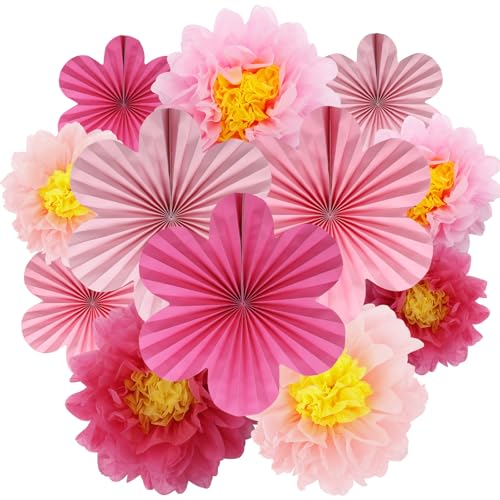 BestoFun 12er Set Papier Blumenfächer & Papierblumen Pompons Rose Rosa Pfirsich Hängende Girlande Dekoration für Hochzeit Geburtstagsfeier Gartenparty Tischdeko BestoFun 12er Set Papier Blumenfächer & Papierblumen Pompons Rose Rosa Pfirsich Hängende Girlande Dekoration für Hochzeit Geburtstagsfeier Gartenparty Tischdeko von BestoFun