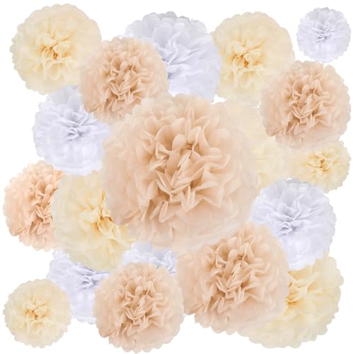 BestoFun 16 Stück Beige Weiß Seidenpapier Pompoms Braun Pompons Deko Vintage Dekoration für Hochzeit Deko Tischdeko Geburtstagsdeko Boho Deko Gartenparty BestoFun 16 Stück Beige Weiß Seidenpapier Pompoms Braun Pompons Deko Vintage Dekoration für Hochzeit Deko Tischdeko Geburtstagsdeko Boho Deko Gartenparty von BestoFun