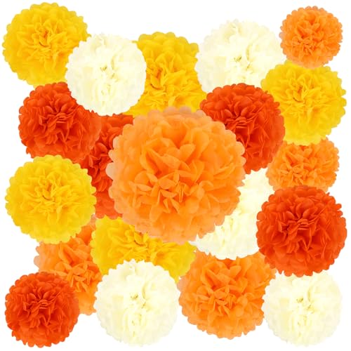 BestoFun 16 Stück Orange Beige Seidenpapier Pompoms Yellow Pompons Deko Herbst Dekoration für Hochzeit Tischdeko Geburtstagsdeko Herbstdekorationen Gartenparty BestoFun 16 Stück Orange Beige Seidenpapier Pompoms Yellow Pompons Deko Herbst Dekoration für Hochzeit Tischdeko Geburtstagsdeko Herbstdekorationen Gartenparty von BestoFun