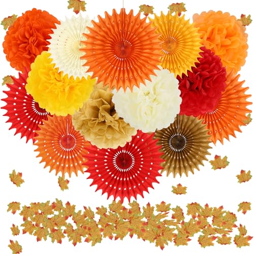 BestoFun 17er Set Orange Party Dekoration khaki Papier Pompoms, Beige Rot Aufhängen Fächer Girlande Ahornblatt Dekoration für Hochzeit Geburtstag Herbstdekorationen Festival BestoFun 17er Set Orange Party Dekoration khaki Papier Pompoms, Beige Rot Aufhängen Fächer Girlande Ahornblatt Dekoration für Hochzeit Geburtstag Herbstdekorationen Festival von BestoFun