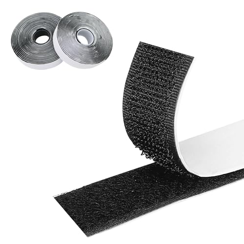BestoU Klettband Selbstklebend Extra Stark Klettverschluss Selbstklebend 10M 20mm Breit Doppelseitiges Klettband Flauschband und Hakenband für Innen und Außen (Schwarz) von BestoU