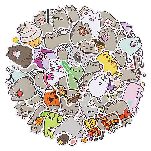 Bestomrogh 100 Stück Pusheen Katze Sticker,2 Pack Cute Katzen Sticker Aufkleber Cartoon Katze Aufkleber Graffiti Laptop Wasserflasche Sammelalbum Becher Kinder für Spielzeug Aufkleber von Bestomrogh