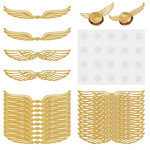 Bestomrogh Goldene Glitzerflügel, Schokoladendekoration, goldene Schnatzflügel, Zauberer, Party, Schokolade, Dekoration, Cupcake-Topper, goldene Flügel, Dekoration, Cupcake-Topper, 50 Stück Bestomrogh Goldene Glitzerflügel, Schokoladendekoration, goldene Schnatzflügel, Zauberer, Party, Schokolade, Dekoration, Cupcake-Topper, goldene Flügel, Dekoration, Cupcake-Topper, 50 Stück von Bestomrogh