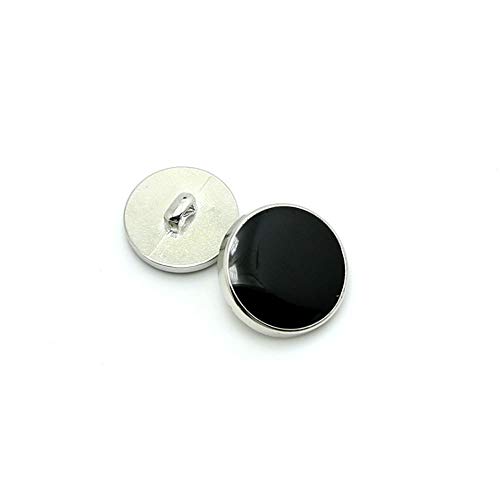100Pcs Kleidung Knopf - Mode Schwarz Glasierte Metallknopf Set NähenTaste für Blazer, Mantel, Uniform, Hemd, Anzug und Jacke (Silber, 15mm) von Bestowal