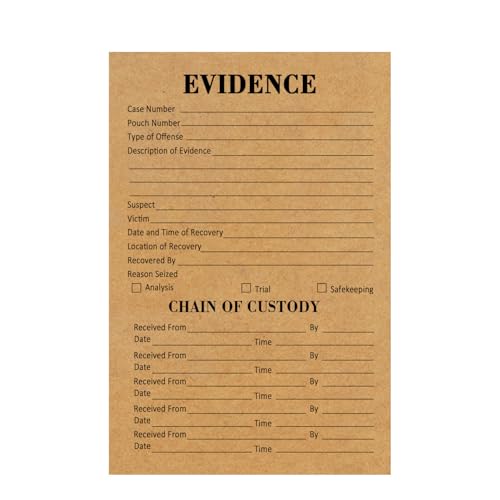 Evidence Collection Umschläge, Kraftpapier, wiederverschließbare Beutel, 15,2 x 22,9 cm, rechtliche Dokumentation, organisierte Aufbewahrung, Kette, Tatort, Forensik, vorgedruckter Text für Quittungen Evidence Collection Umschläge, Kraftpapier, wiederverschließbare Beutel, 15,2 x 22,9 cm, rechtliche Dokumentation, organisierte Aufbewahrung, Kette, Tatort, Forensik, vorgedruckter Text für Quittungen von Besttile