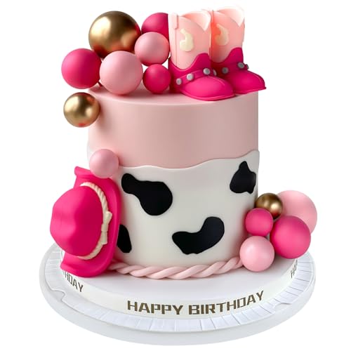 Cowboy-Kuchenaufsatz, Cowboyhut und Stiefelbälle, Kuchendekoration, Western-Cowboy, Geburtstag, Babyparty, Party-Dekorationen (Rosa), 16 Stück von Besttkeoh
