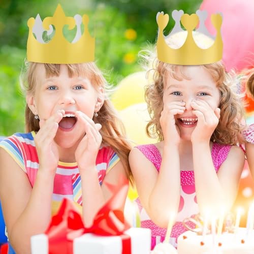 Besttoolifes 4Styles 20 Stück wiederverwendbare goldene Papierkronenhüte für Erwachsene und Kinder Party Feier (20 Stück) von Besttoolifes